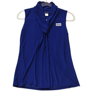 Candide Soul Blouse Woman Large Blue Sleeveless V Neck Office Career Relaxed Fit